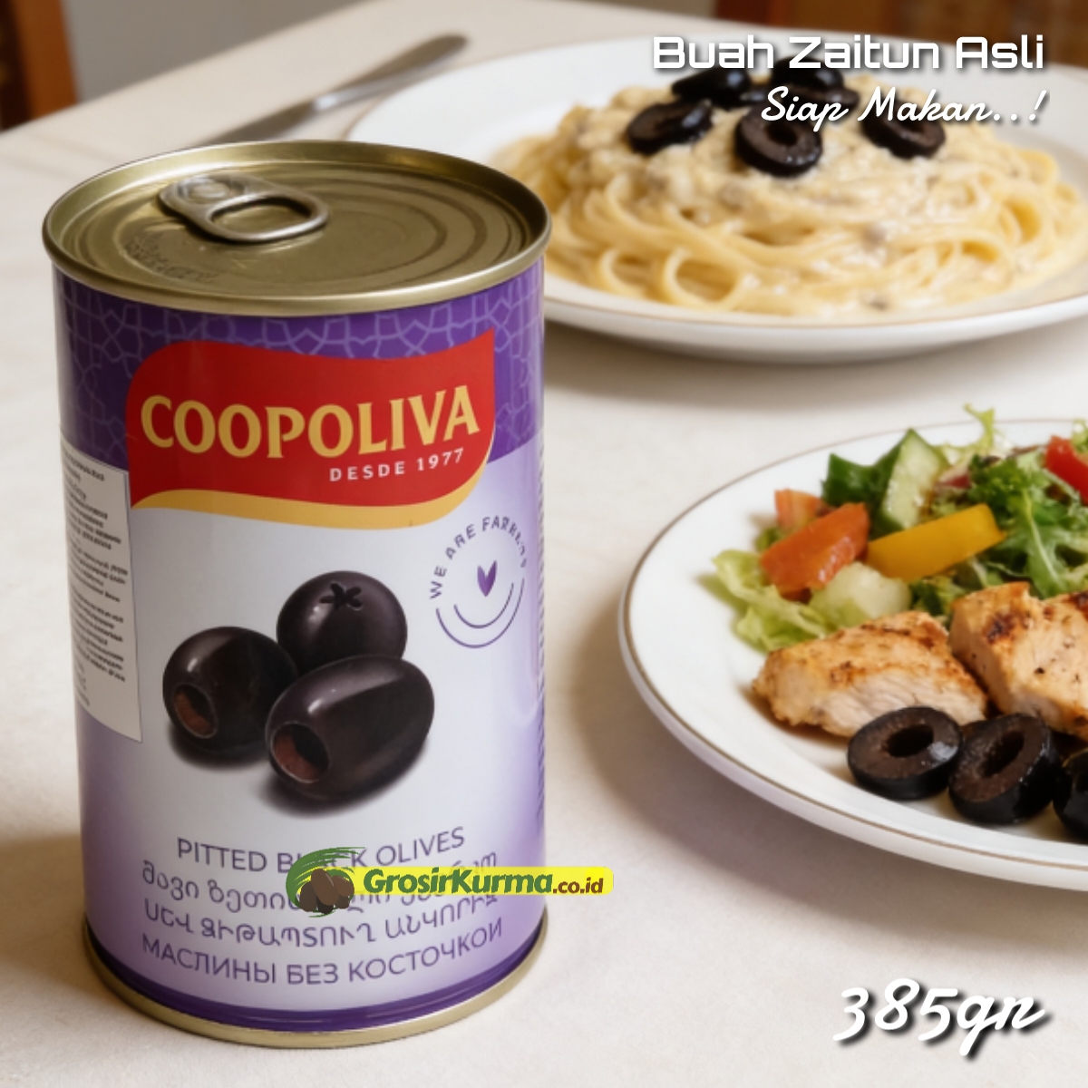 Buah Zaitun Hitam Fresh | Coopoliva Pitted Black Olive (385 Gr) – 1 Pack